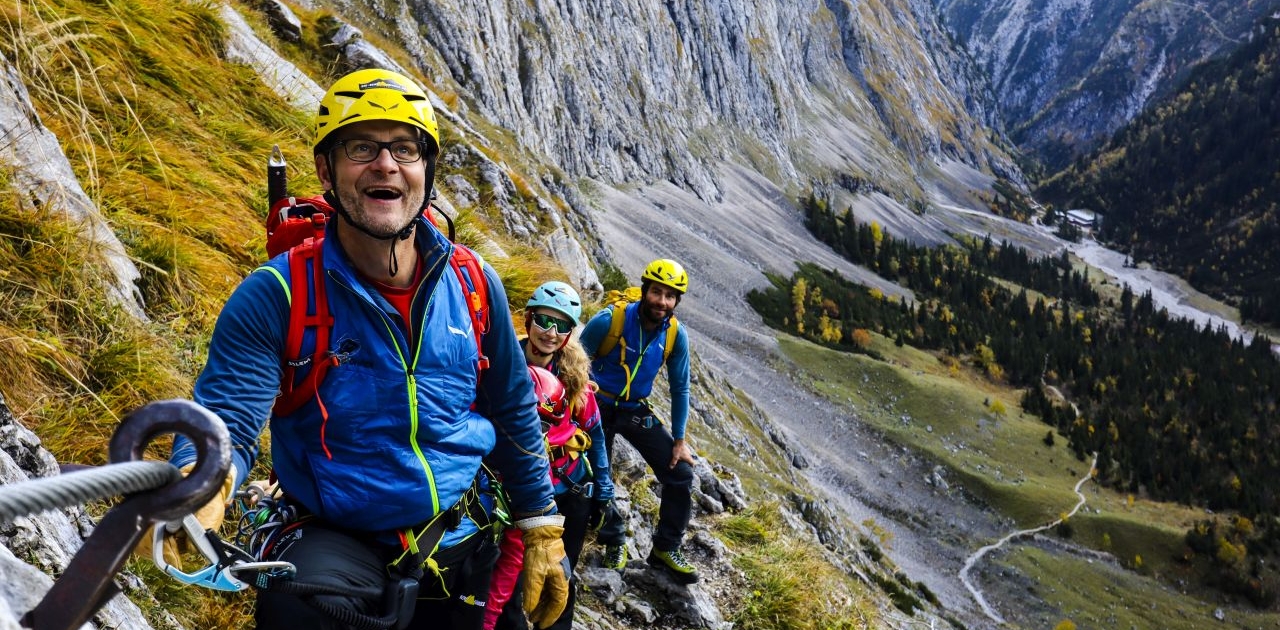 Kurz nach der Höllentalangerhütte im Klettersteig